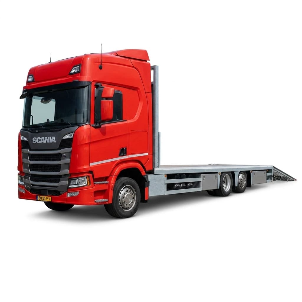 Scania R410 vrachtwagen voor machinetransport
